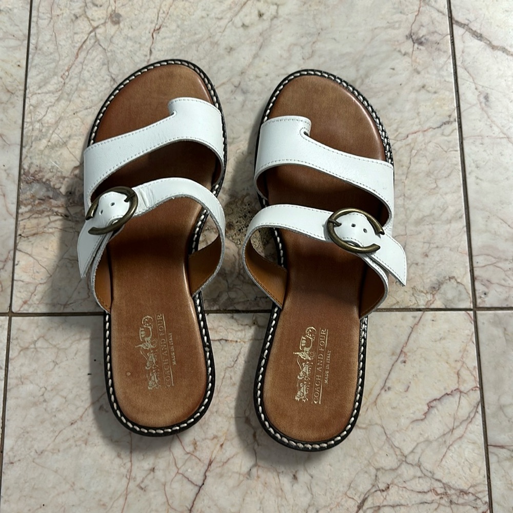 Coach and Four White Sandals